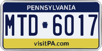 PA license plate MTD6017