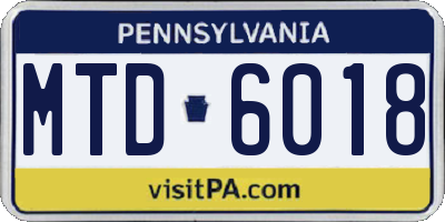 PA license plate MTD6018