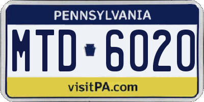 PA license plate MTD6020
