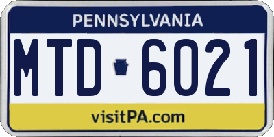 PA license plate MTD6021