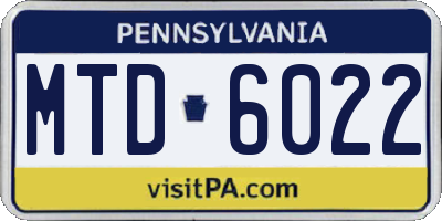 PA license plate MTD6022