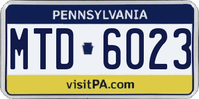PA license plate MTD6023