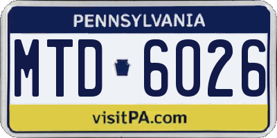 PA license plate MTD6026
