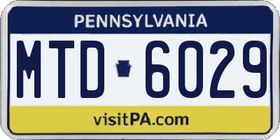 PA license plate MTD6029