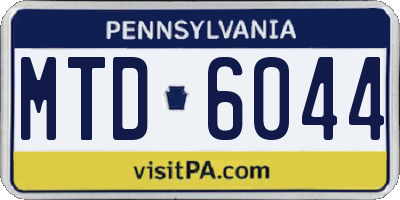 PA license plate MTD6044