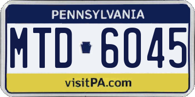 PA license plate MTD6045