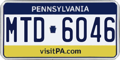 PA license plate MTD6046