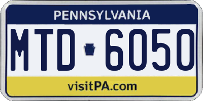 PA license plate MTD6050