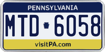 PA license plate MTD6058