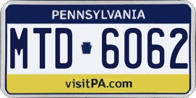 PA license plate MTD6062