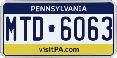PA license plate MTD6063