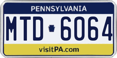 PA license plate MTD6064