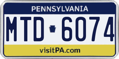 PA license plate MTD6074