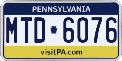 PA license plate MTD6076