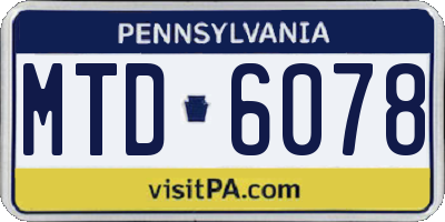 PA license plate MTD6078