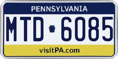PA license plate MTD6085