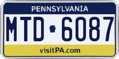 PA license plate MTD6087