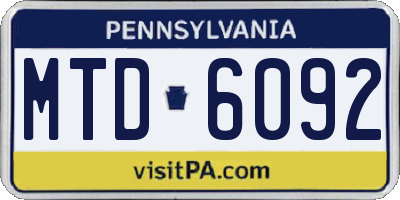 PA license plate MTD6092