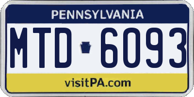 PA license plate MTD6093