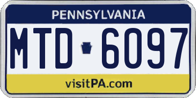 PA license plate MTD6097