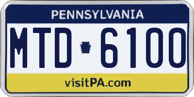 PA license plate MTD6100