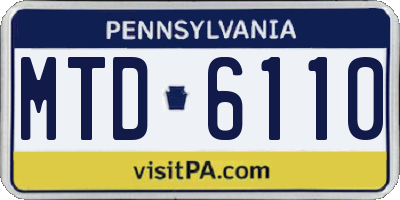 PA license plate MTD6110