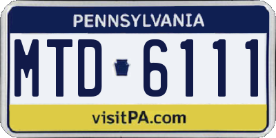 PA license plate MTD6111