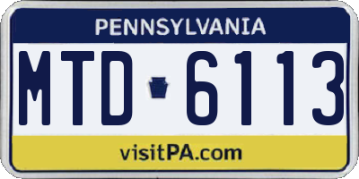 PA license plate MTD6113