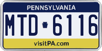 PA license plate MTD6116