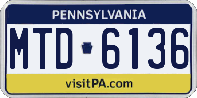 PA license plate MTD6136