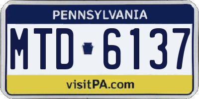 PA license plate MTD6137