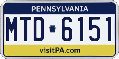 PA license plate MTD6151