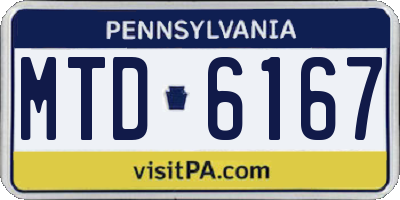 PA license plate MTD6167