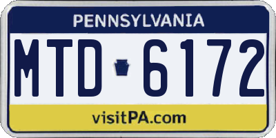 PA license plate MTD6172