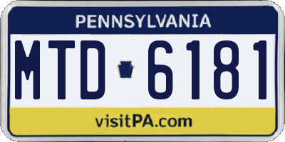 PA license plate MTD6181