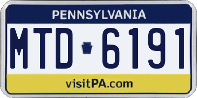 PA license plate MTD6191