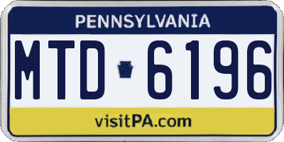 PA license plate MTD6196