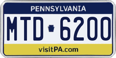 PA license plate MTD6200