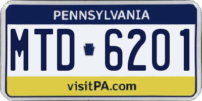 PA license plate MTD6201