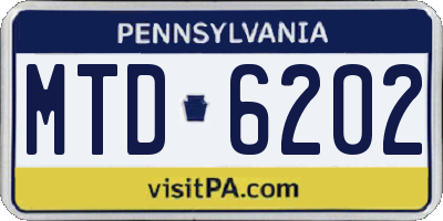 PA license plate MTD6202
