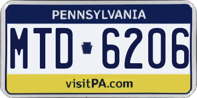 PA license plate MTD6206