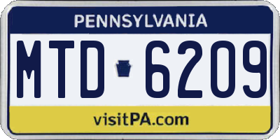 PA license plate MTD6209