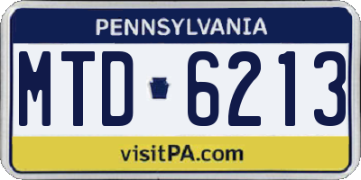 PA license plate MTD6213