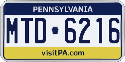 PA license plate MTD6216