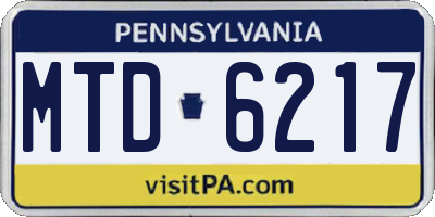 PA license plate MTD6217