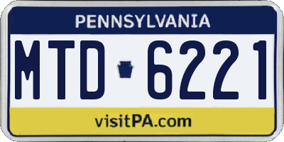 PA license plate MTD6221