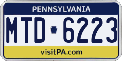 PA license plate MTD6223