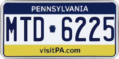 PA license plate MTD6225