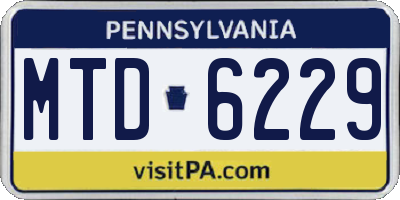 PA license plate MTD6229