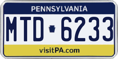 PA license plate MTD6233